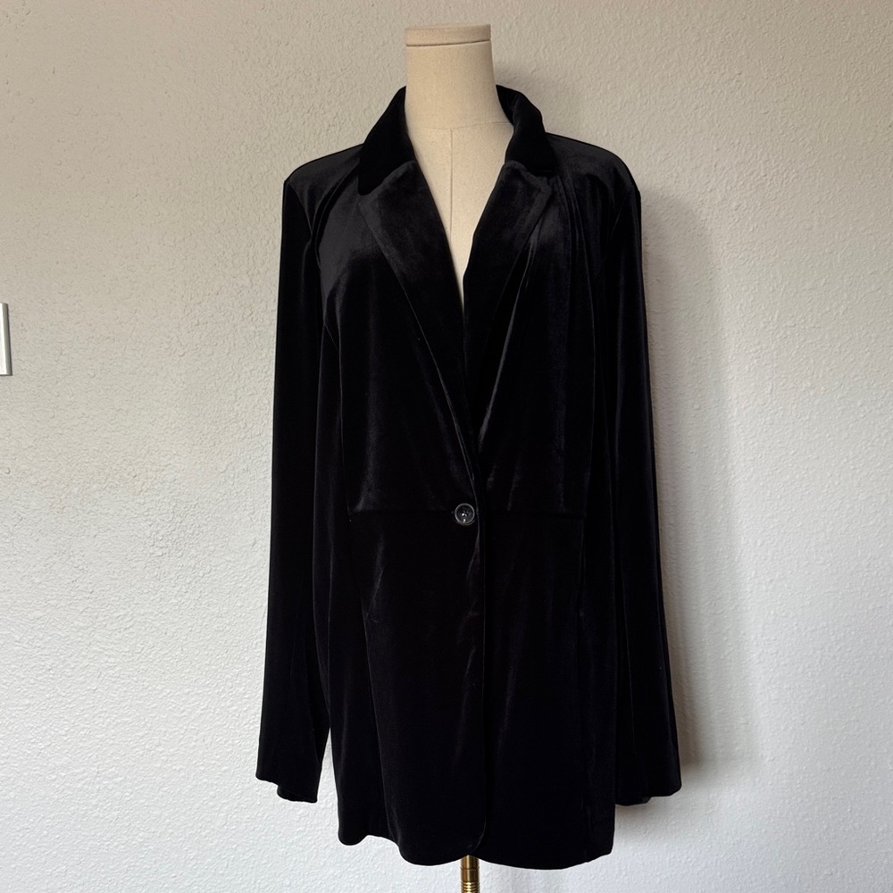 NWT J. Jill Black Velvet Single Button Blazer size Large Tall - Picture 3 of 13